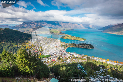 Image of Aerial view of Queenstown in South Island, New Zealand