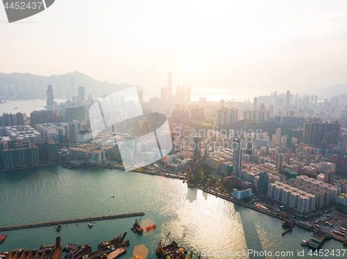 Image of Hong Kong City at aerial view in the sky