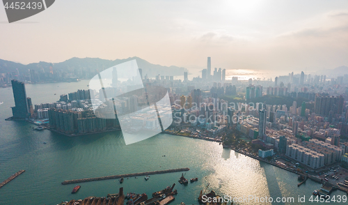 Image of Hong Kong City at aerial view in the sky