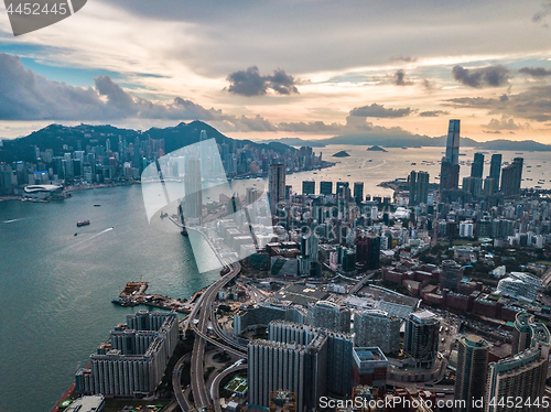 Image of Hong Kong City at aerial view in the sky