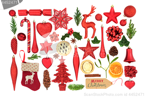 Image of Christmas Symbols and Tree Decorations 