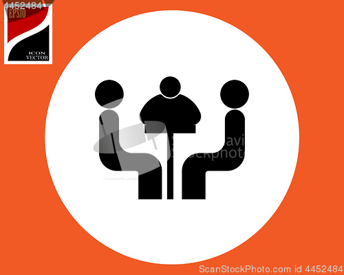 Image of icon people sitting at the table