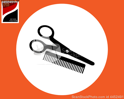 Image of scissors and comb icon