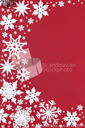 Image of White Snowflake Abstract Christmas Border