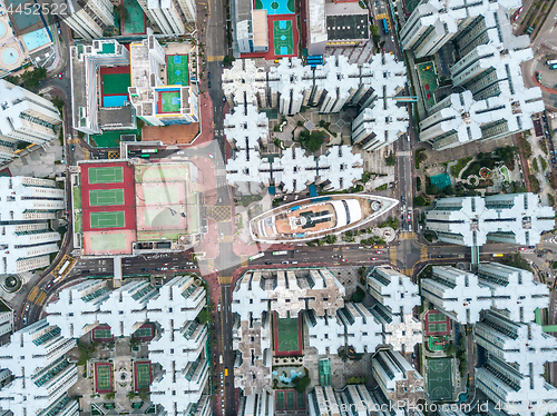 Image of Hong Kong City at aerial view in the sky