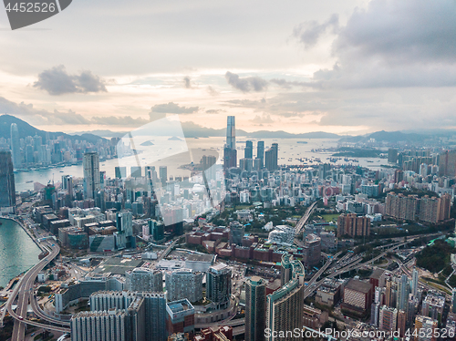 Image of Hong Kong City at aerial view in the sky