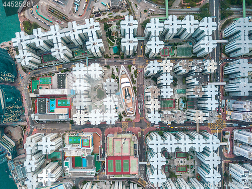 Image of Hong Kong City at aerial view in the sky