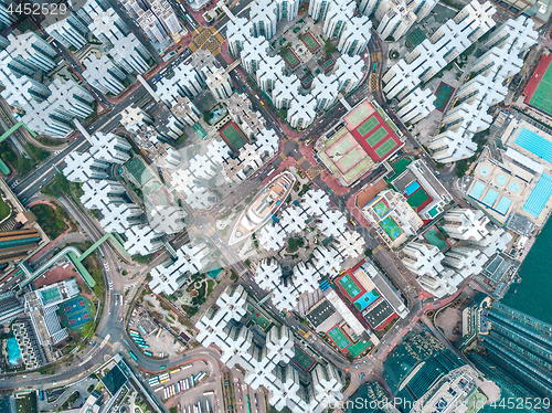 Image of Hong Kong City at aerial view in the sky