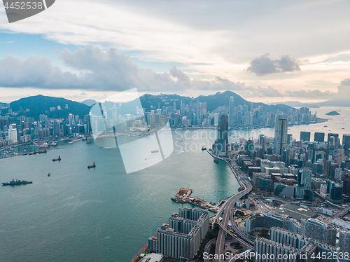 Image of Hong Kong City at aerial view in the sky