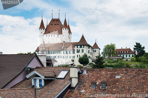 Image of View to famous castle Thun in Swiss