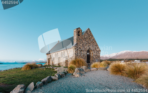 Image of Church of the Good Shepherd at sunset | Lake Tekapo, NEW ZEALAND