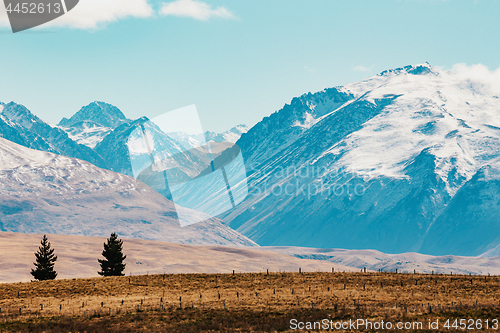 Image of New Zealand scenic mountain landscape shot at Mount Cook Nationa