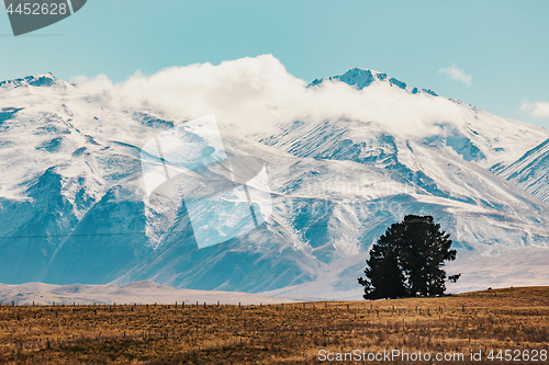 Image of New Zealand scenic mountain landscape shot at Mount Cook Nationa