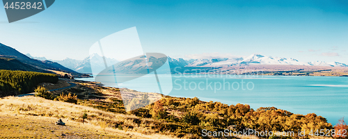 Image of Road to Mt Cook, the highest mountain in New Zealand. 