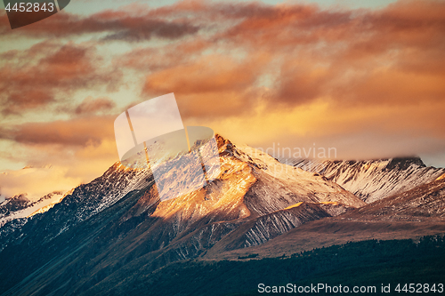 Image of Sunset on the Summit of Mt. Cook and La Perouse in New Zealand