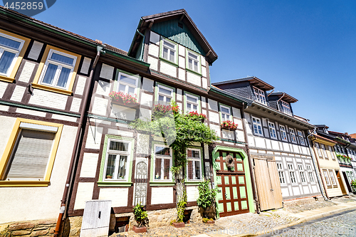 Image of Old german house on a street in the summer