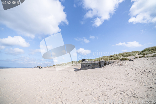 Image of Danish beach with ruins of german bunkers