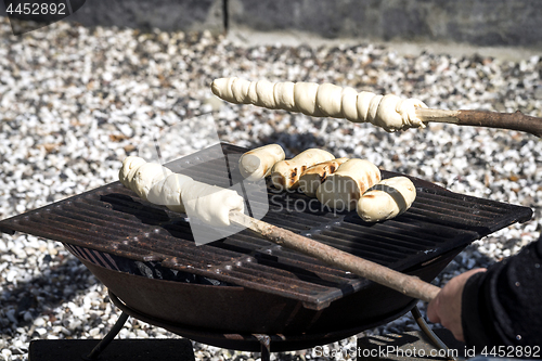 Image of Bread on an outdoor grill