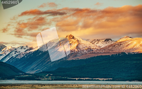 Image of Sunset on the Summit of Mt. Cook and La Perouse in New Zealand