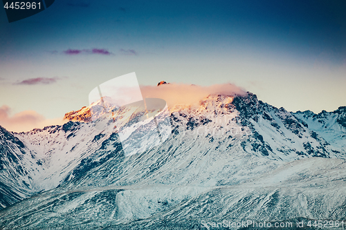 Image of Sunset on the Summit of Mt. Cook and La Perouse in New Zealand