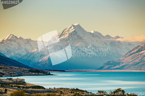 Image of Road to Mt Cook, the highest mountain in New Zealand. 