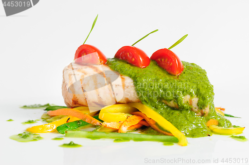 Image of roasted pork tenderloin with vegetable saute