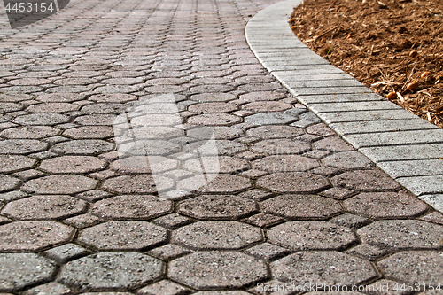 Image of low angle brick paver driveway