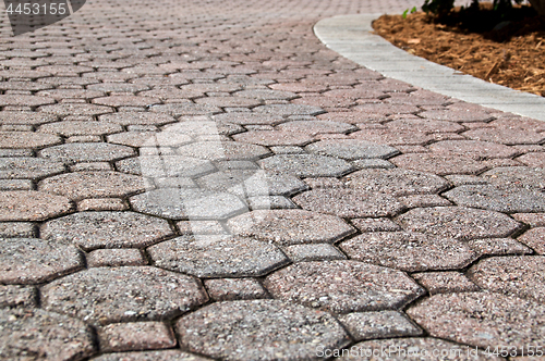 Image of low angle florida brick paver driveway