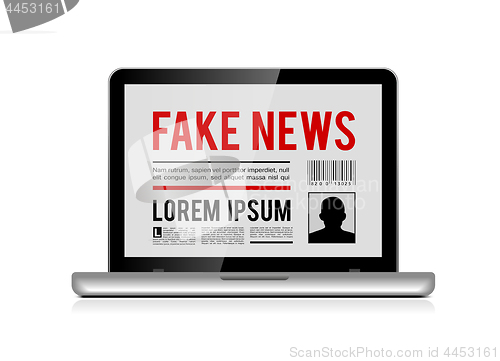 Image of Fake news design concept with online newspaper in laptop vector