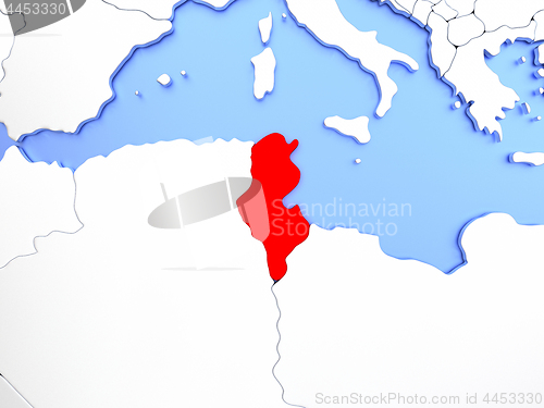 Image of Tunisia in red on map
