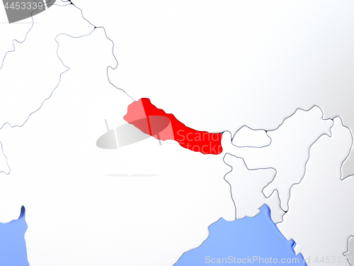 Image of Nepal in red on map