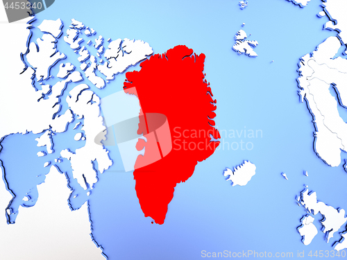 Image of Greenland in red on map