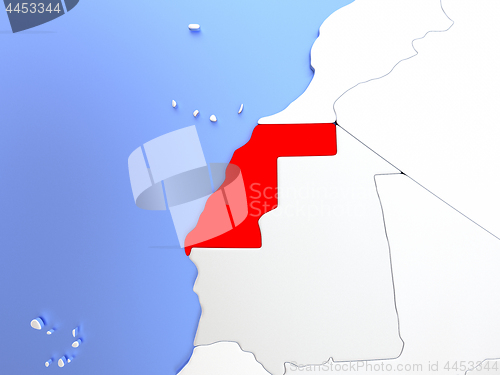 Image of Western Sahara in red on map