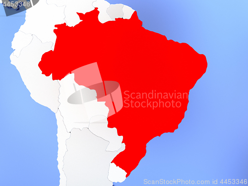 Image of Brazil in red on map