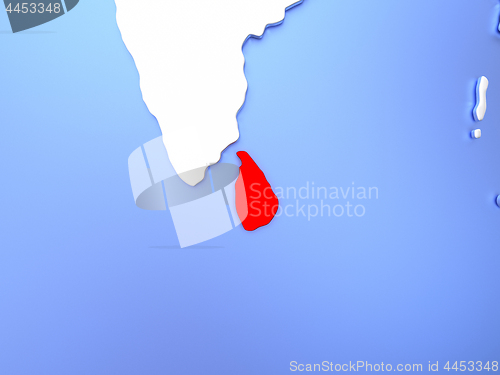 Image of Sri Lanka in red on map