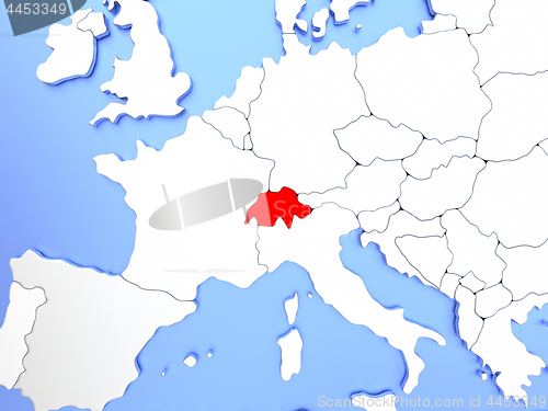 Image of Switzerland in red on map