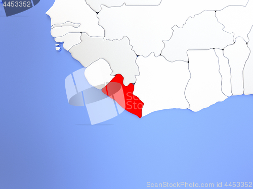 Image of Liberia in red on map