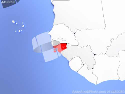 Image of Guinea-Bissau in red on map