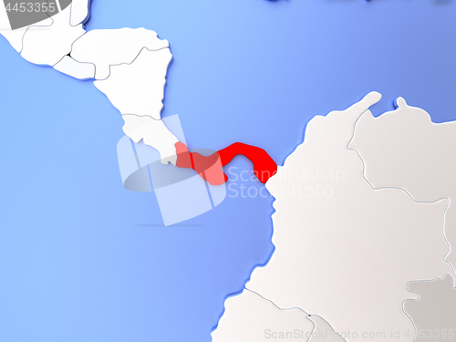 Image of Panama in red on map