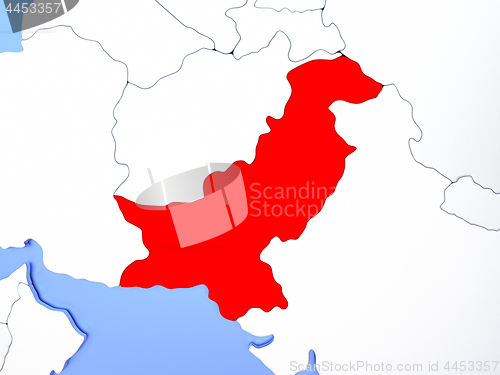 Image of Pakistan in red on map