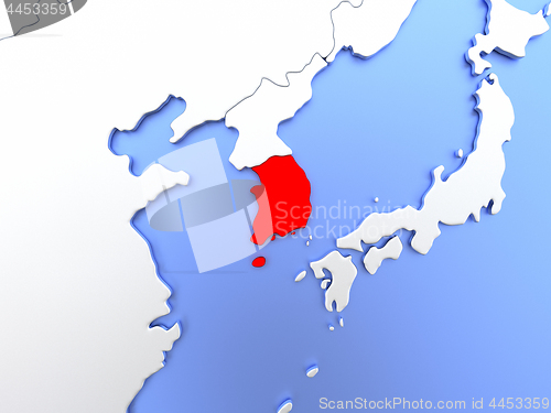 Image of South Korea in red on map