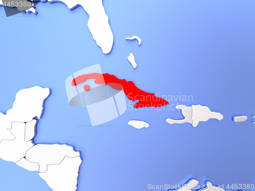 Image of Cuba in red on map