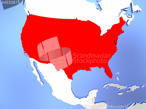 Image of USA in red on map
