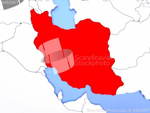 Image of Iran in red on map