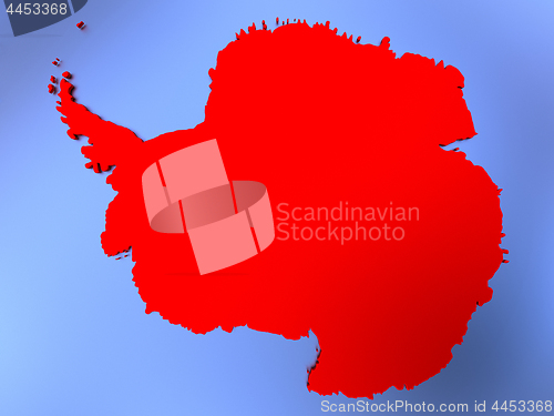 Image of Antarctica in red on map