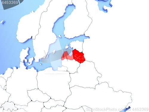 Image of Latvia in red on map