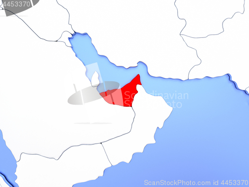 Image of United Arab Emirates in red on map