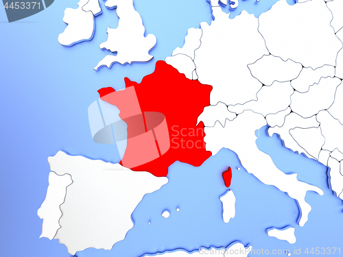 Image of France in red on map