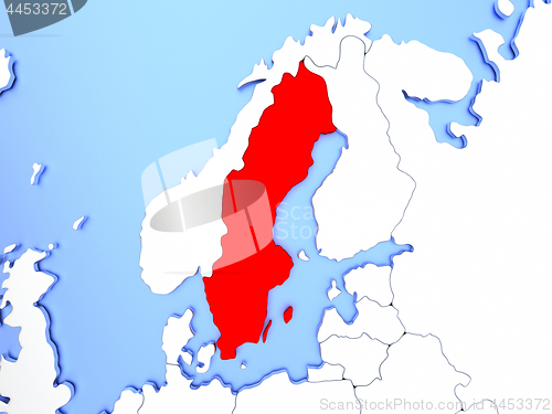 Image of Sweden in red on map