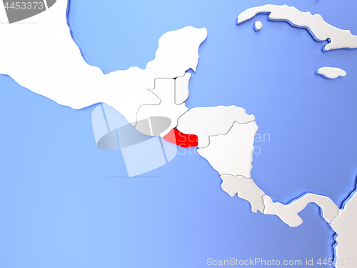 Image of El Salvador in red on map